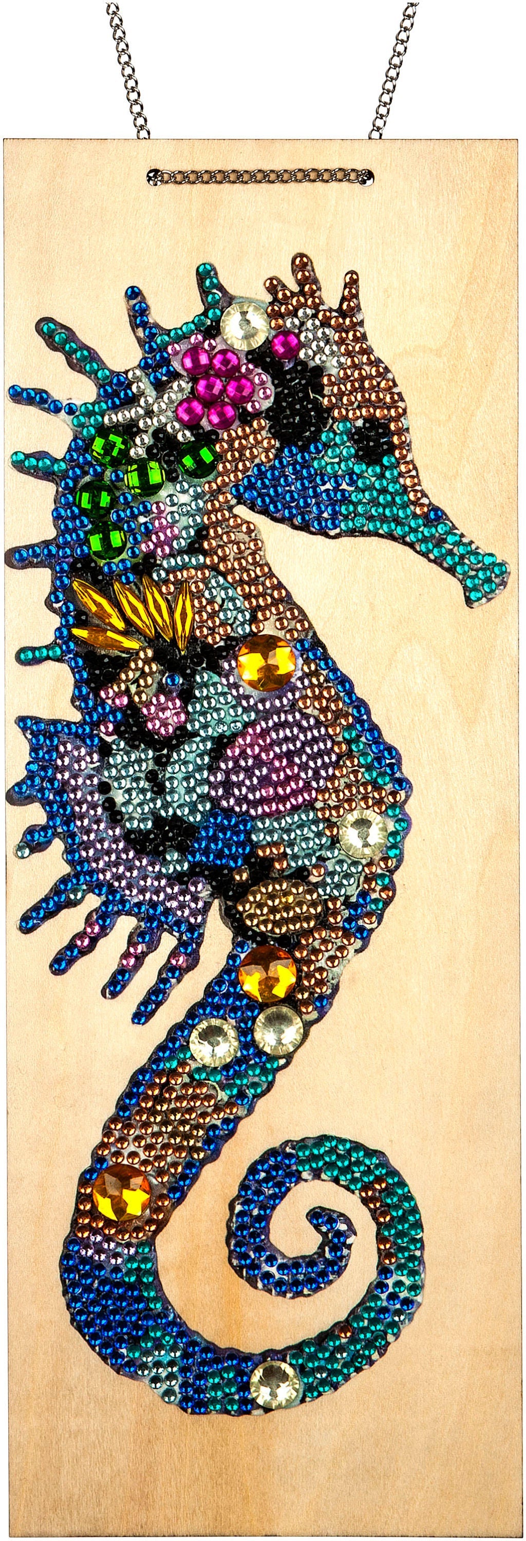 Diamond Painting "Seepferdchen" auf Holzplatte