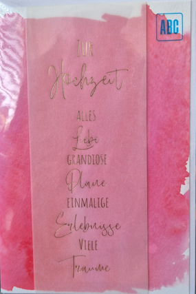 zur Hochzeit alles Liebe...