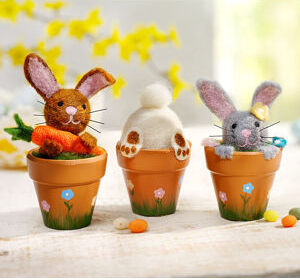 Filzhasen im Topf, 3er-Set