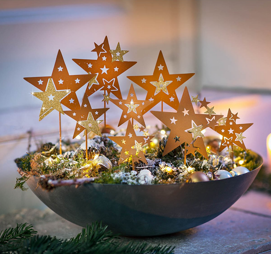 Deko-Stecker "Sternenhimmel" Rost, 8er-Set