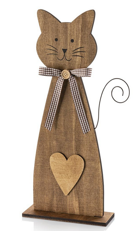 Dekofigur "Katze" aus Holz, 45cm