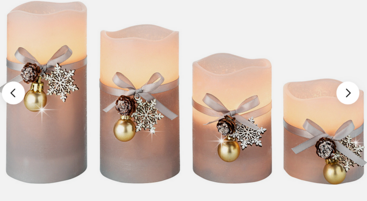 LED-Echtwachskerzen "Winterzeit" 4er-Set, Grau