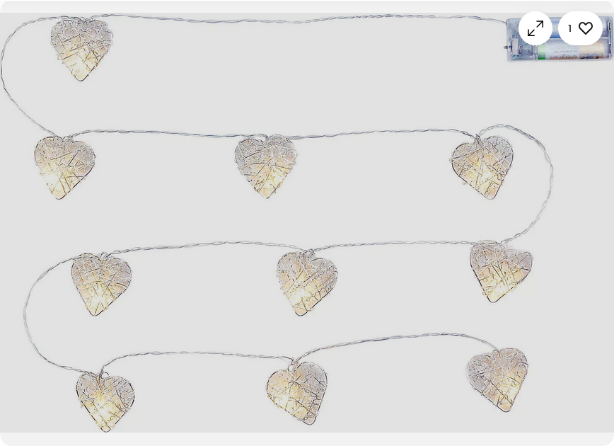 LED-Lichterkette "Silver Hearts" 10 LEDs