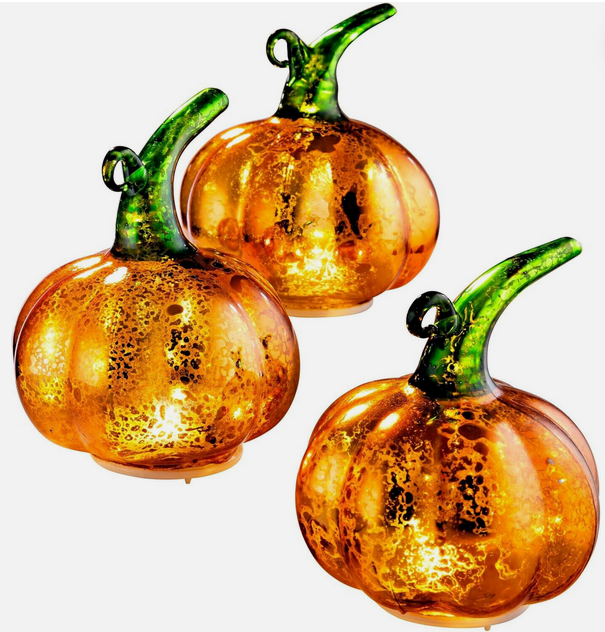 LED-Deko "Glaskürbisse" 3er-Set
