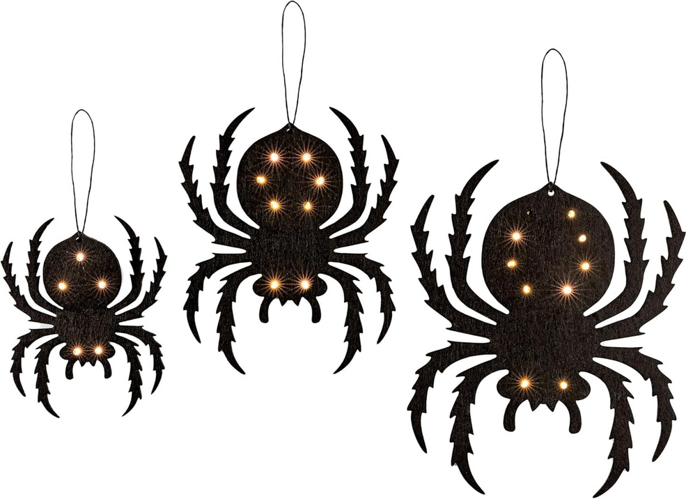 LED-Hängedeko "Spinnen" 3er-Set