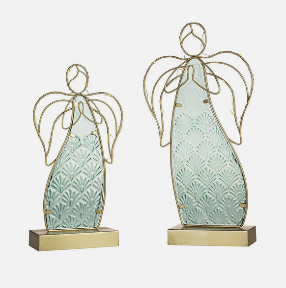 LED-Engel "Pastella" aus Glas, 2er-Set