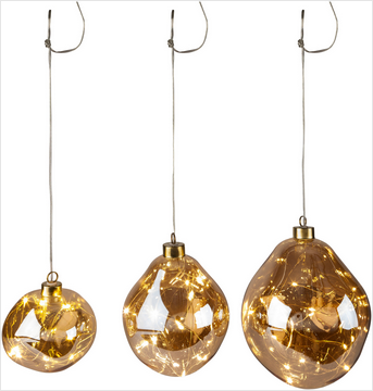 LED-Hängedeko "Nouveau" 3er-Set, (Farbe: amber)