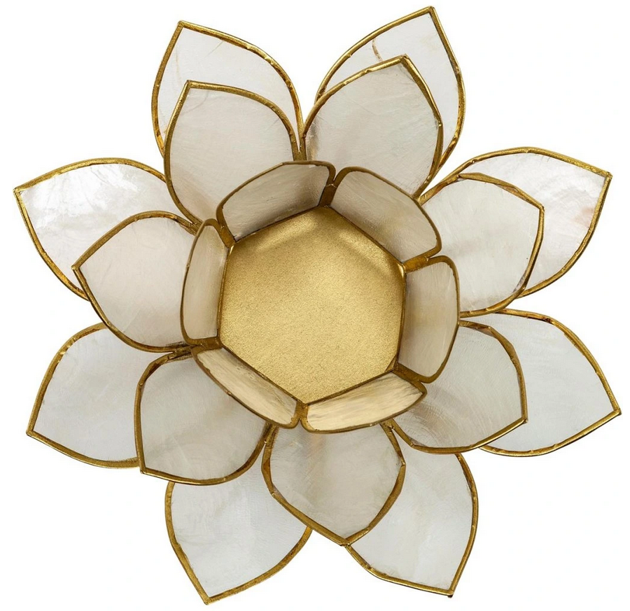 Teelichthalter "Lotus" aus Capiz, (Farbe: weiss)
