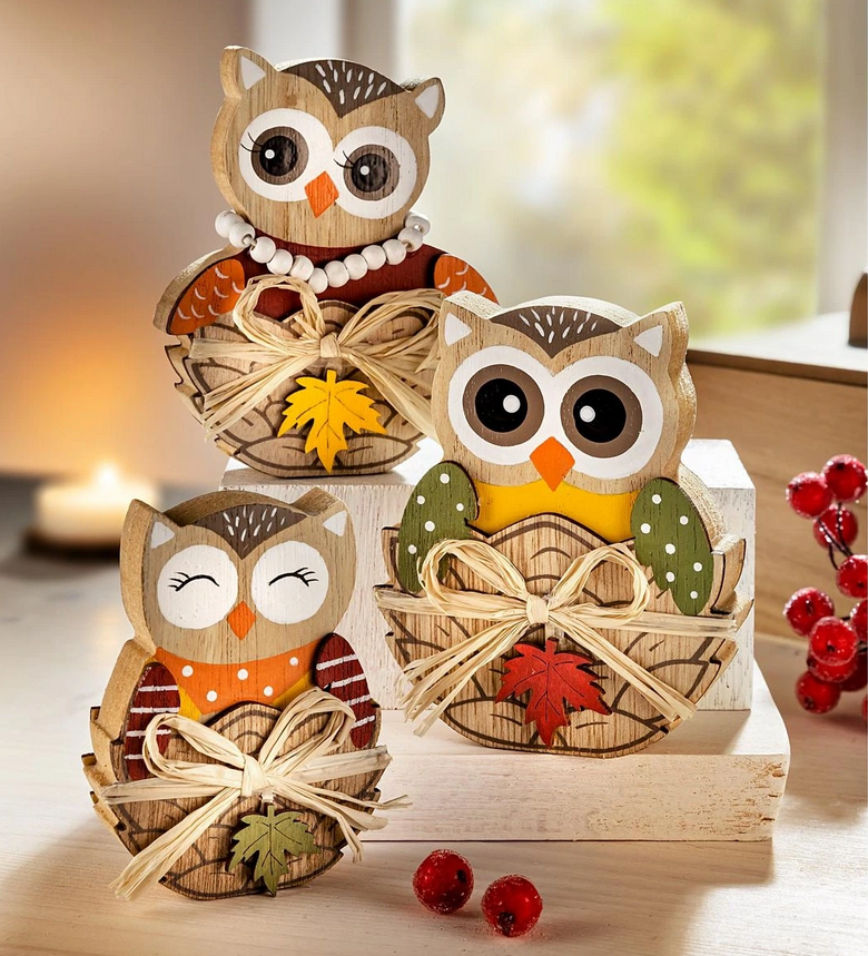 Dekofiguren "Eulenfamilie" 3er-Set