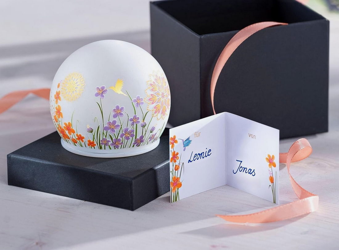 Geschenkset LED-Stimmungsleuchte "Glück" mit Grusskarte