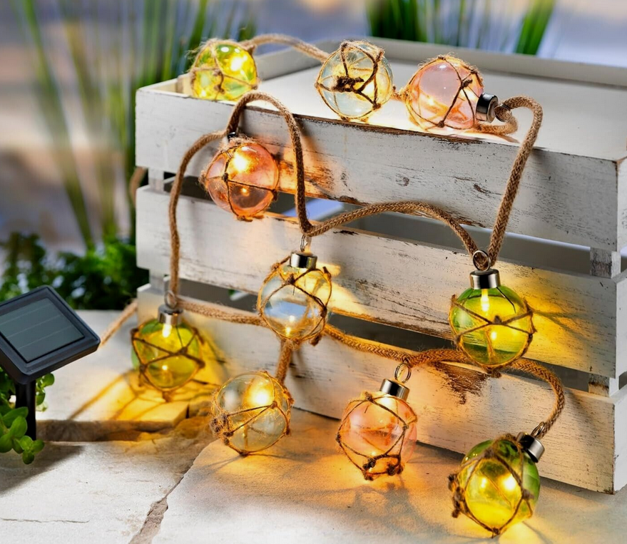 Solar-Lichterkette "Fischerkugeln" am Seil
