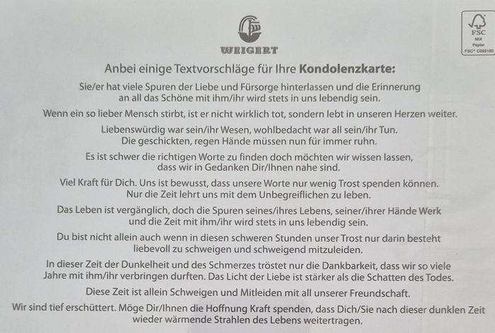 In stillem Gedenken an einen lieben Menschen (B6)