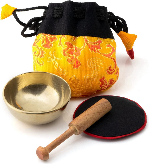 Klangschale im Beutel orange Drache mini