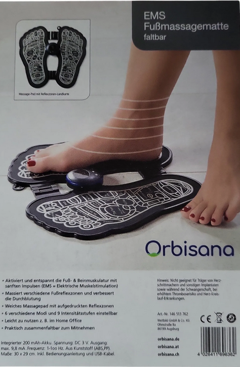 Orbisana EMS-Fussmassagematte, faltbar