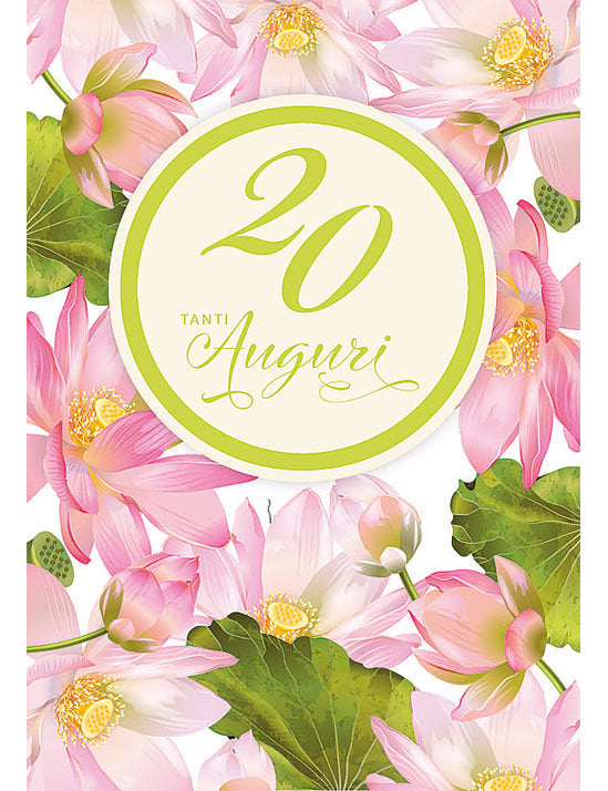 Biglietto 20 Anni Flower C/glitter