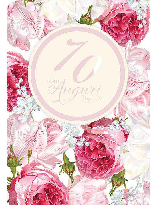 Biglietto 70 Anni Flower C/glitter