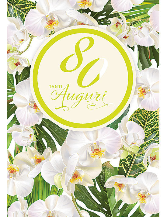 Biglietto 80 Anni Flower C/glitter