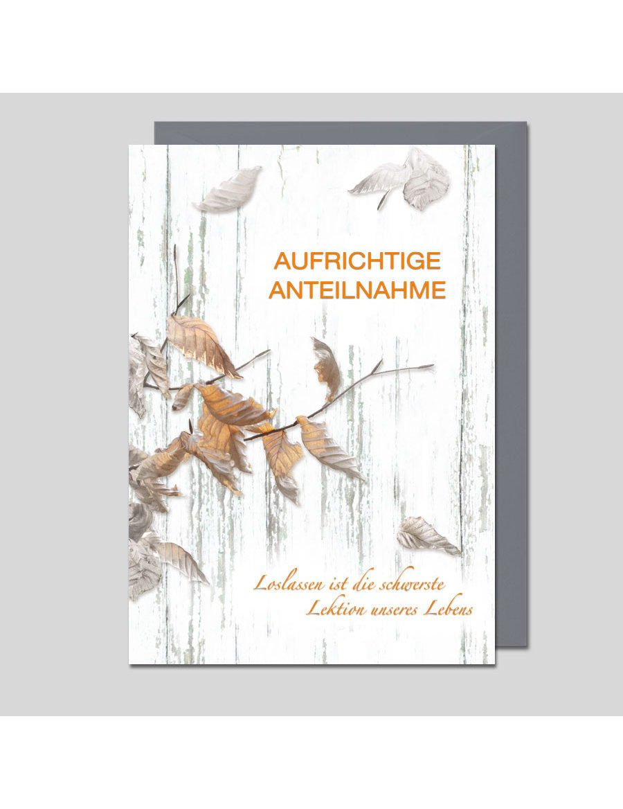 Doppelkarte. Trauer Aufrichtige Anteilnahme