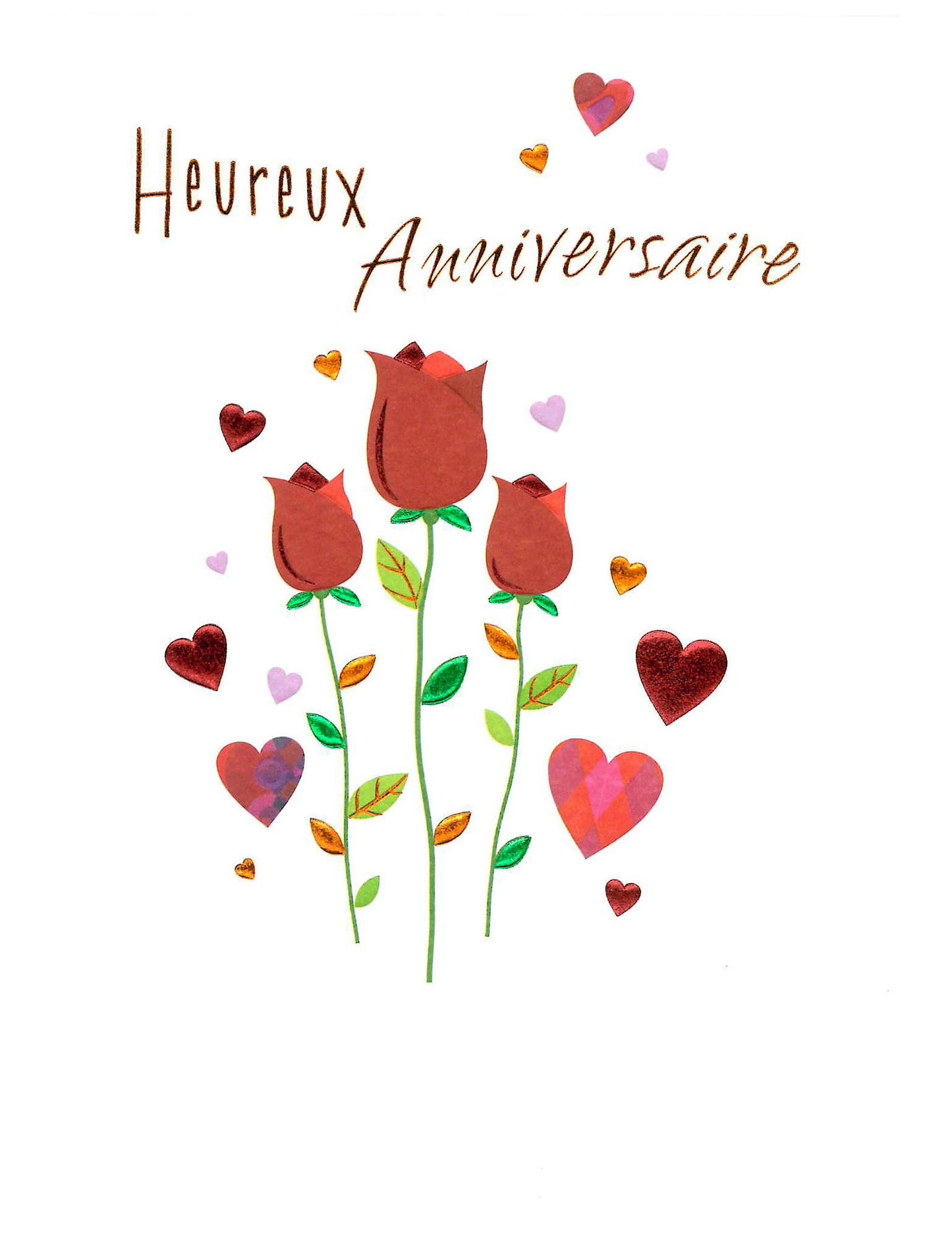 Doppelkarte. Heureux Anniversaire