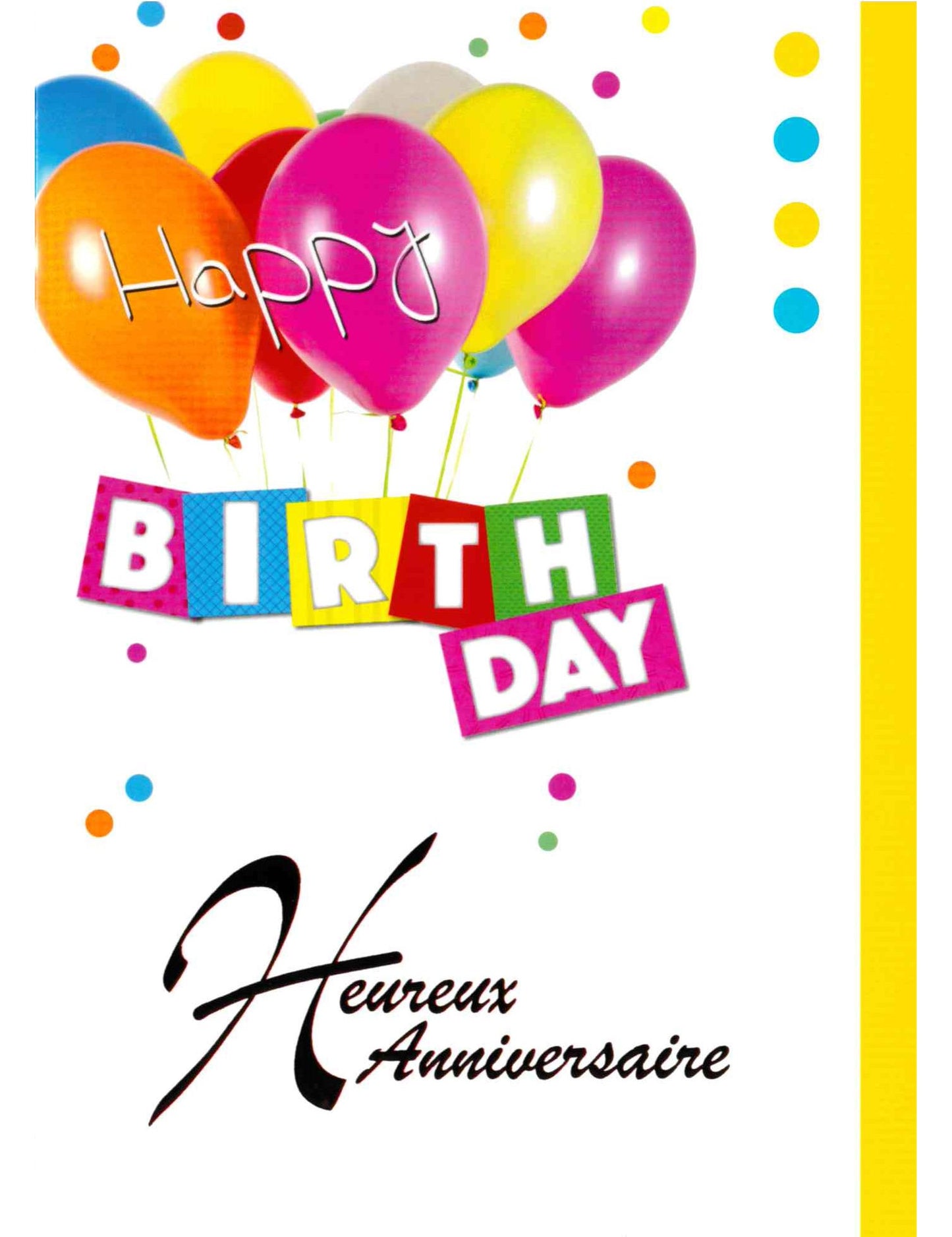 Doppelkarte. Heureux Anniversaire
