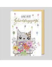 Doppelkarte. Avantgarde - Geburtstagskarte Katze