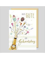 Doppelkarte. Avantgarde - Geburtstagskarte Sektflasche