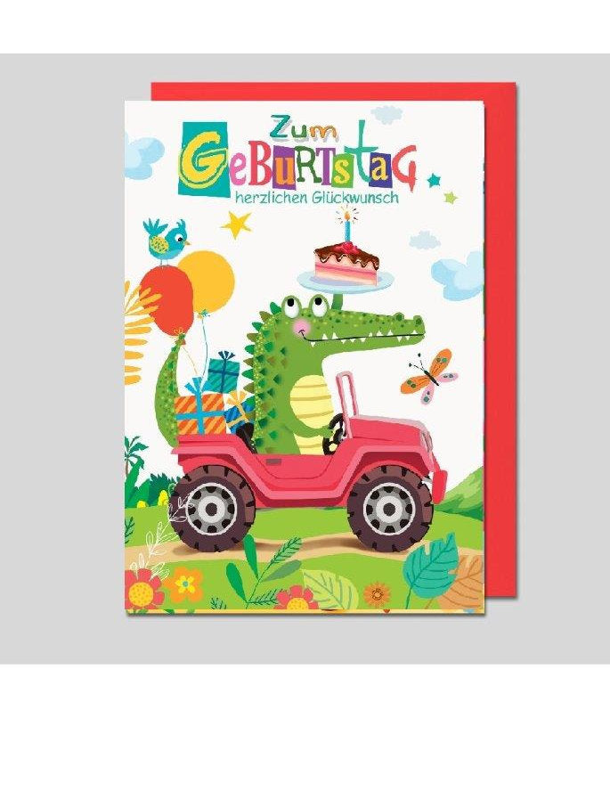 Doppelkarte. Kindergeburtstag Krokodil
