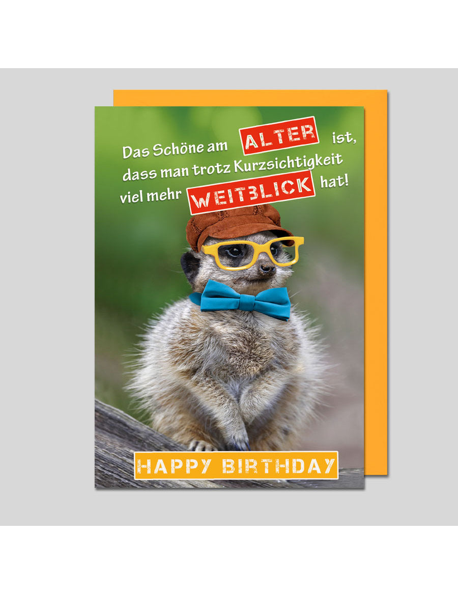 Doppelkarte. Happy Birthday, Erdmännchen