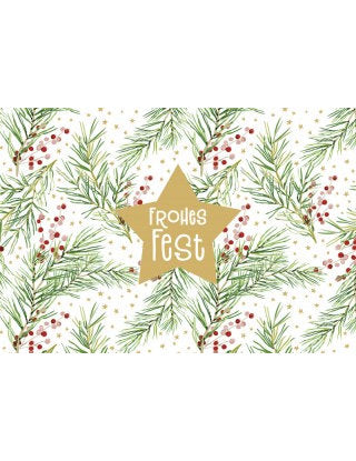 Doppelkarte. Green Karma X-MAS - Weihnachtliches Muster mit goldenem Ste