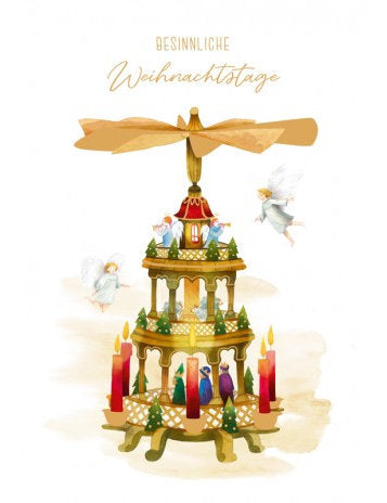 Doppelkarte. Green Karma X-MAS - Klassische Holzpyramide