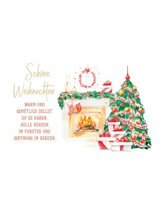 Doppelkarte. Green Karma X-MAS - Gemütlich am Kaminfeuer