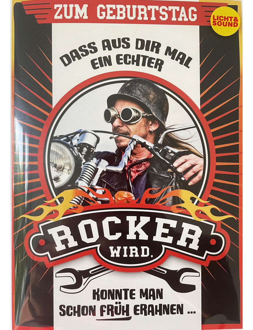 Soundkarte Rocker Motorrad Rockmusik, Licht