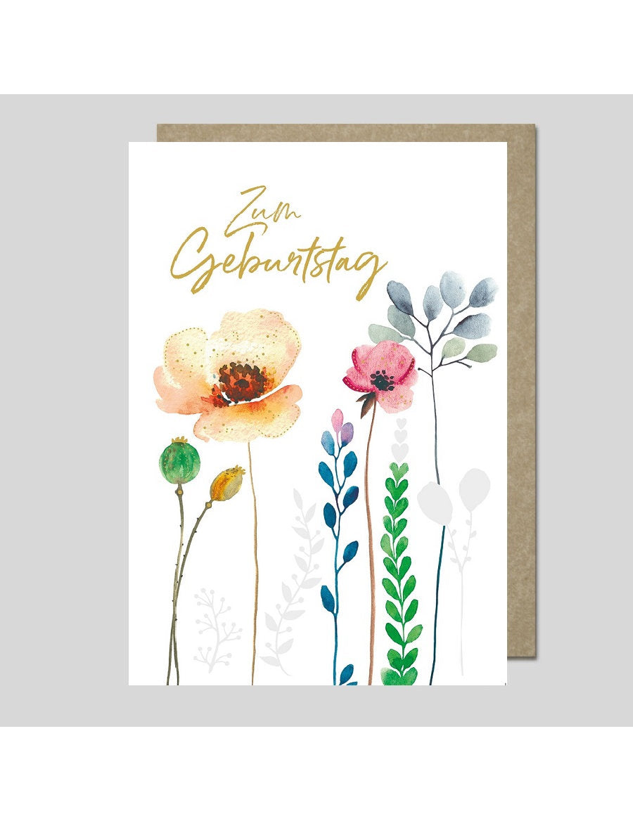 Doppelkarte. AQUARELLE / plastikfrei / Zum Geburtstag