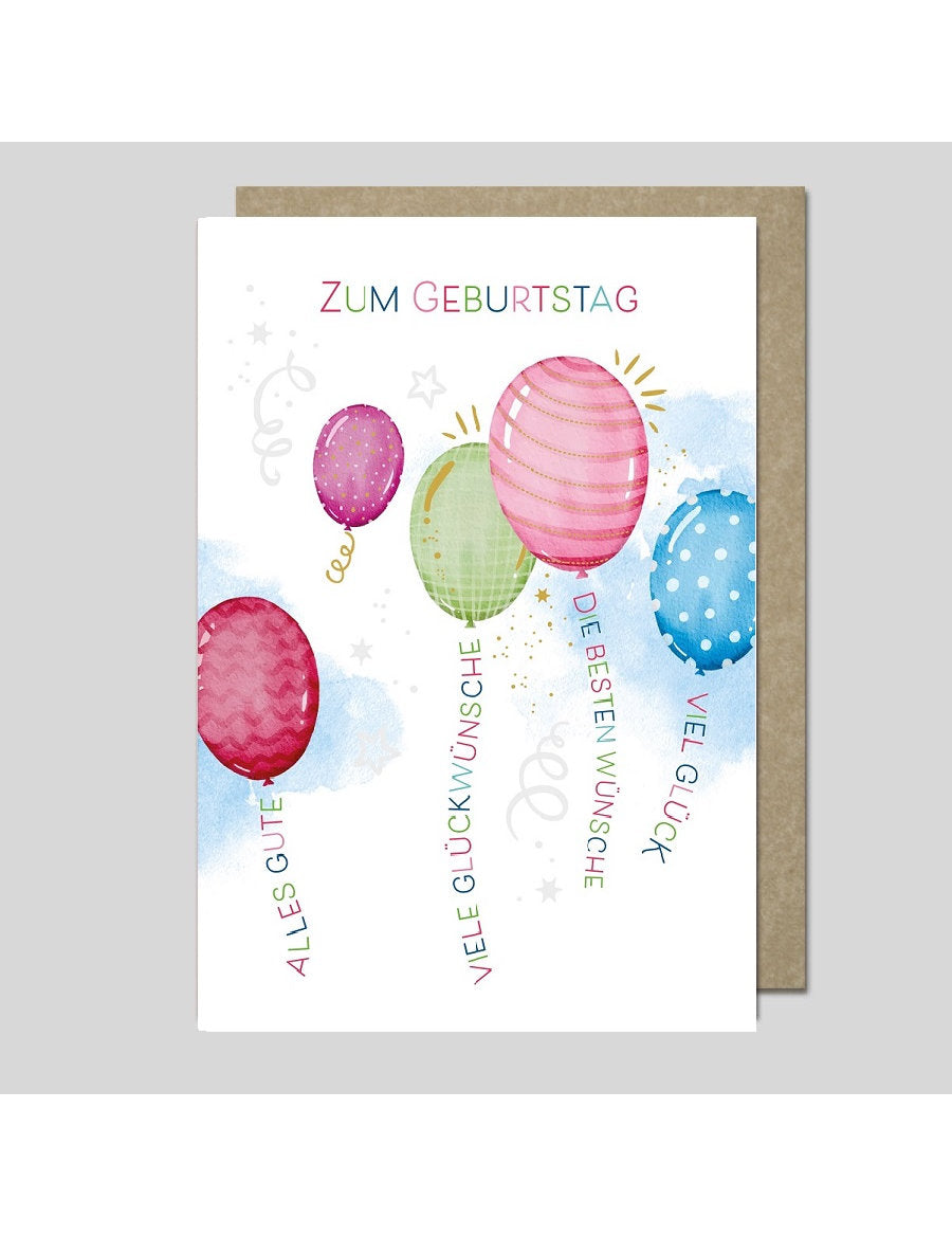 Doppelkarte. AQUARELLE / plastikfrei / Zum Geburtstag