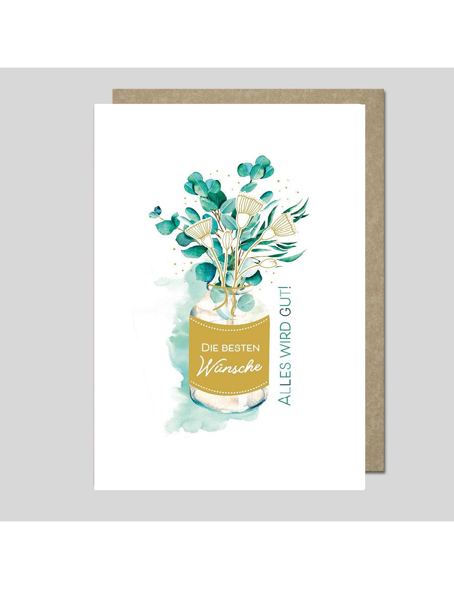Doppelkarte. AQUARELLE / plastikfrei / Alles wird gut