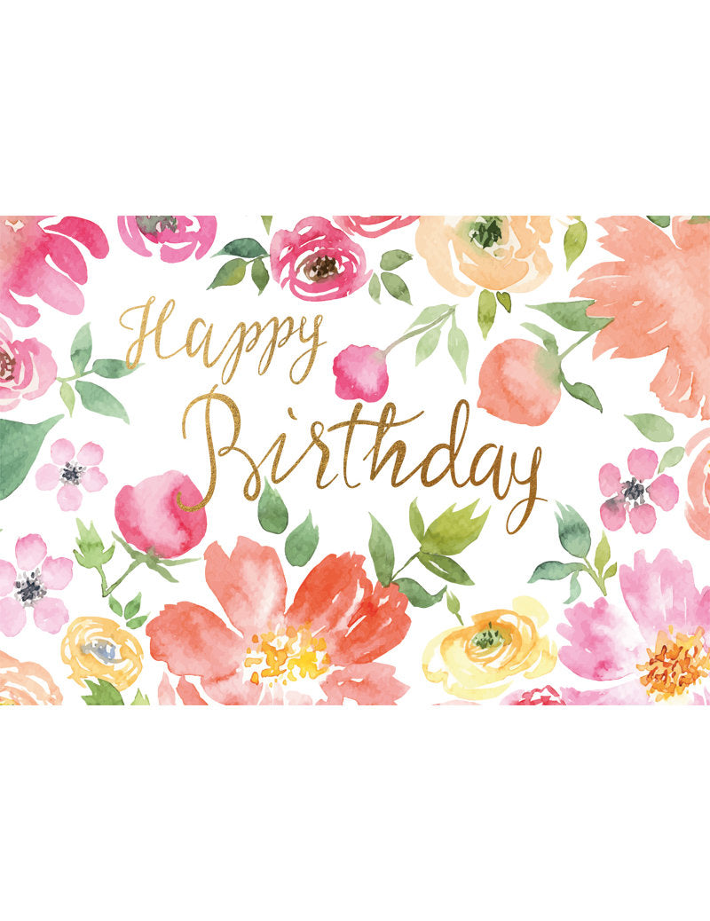 Doppelkarte. Green Karma / Happy Birthday / Blumenmeer