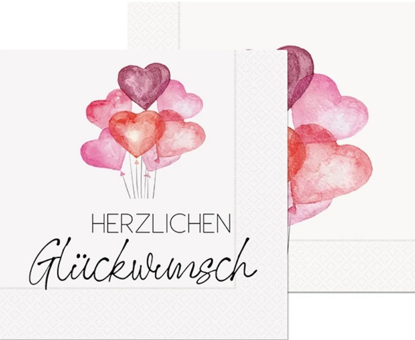 La Vida Serviette 33x33 cm 20 Stück Für Dich Herzluftballons Herzlichen Glückwunsch (20 x, 33 x 33 cm)