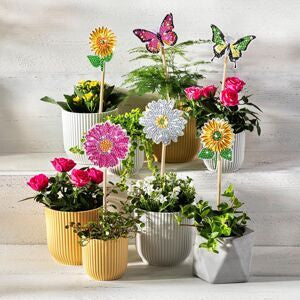 DIY Diamond Painting Dekostecker "Blumen & Schmetterlinge" 6er-Set
