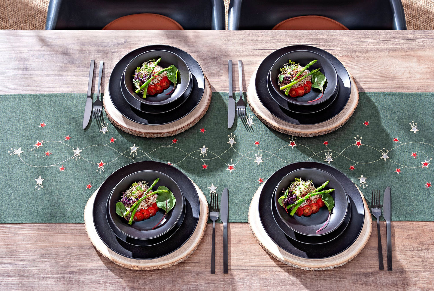 Tischläufer "Sternenzauber" dunkelgrün, 40x140cm