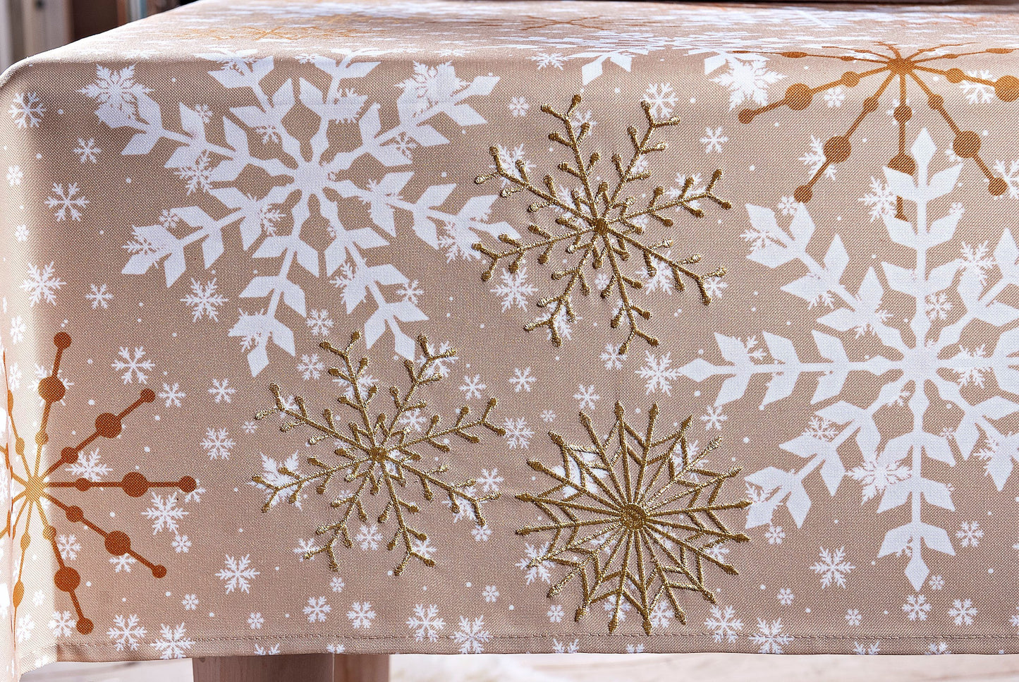 Tischdecke Goldene Eisblumen (Grösse: 130 x 170cm)