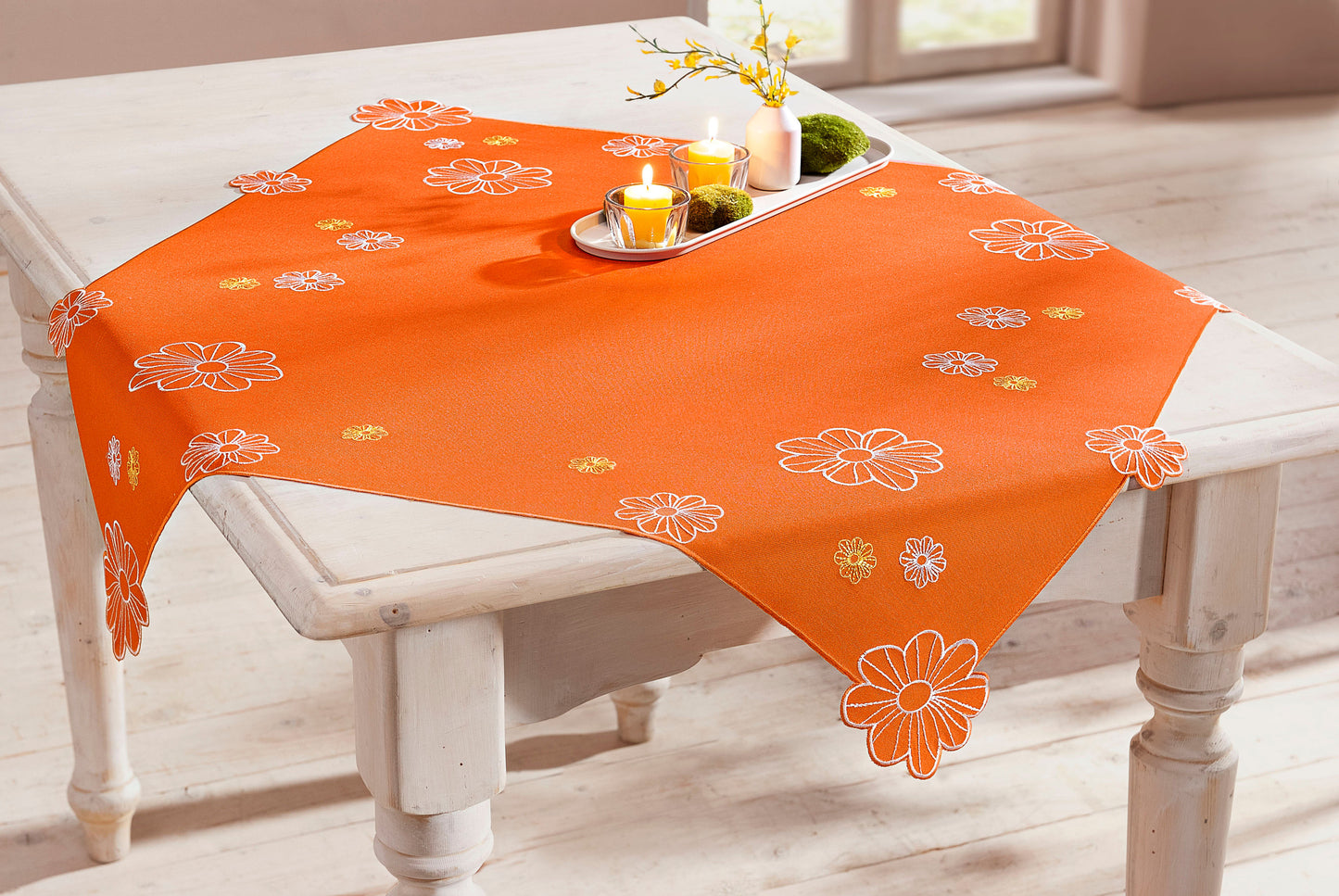 Mitteldecke "Orange Flower" 85x85cm