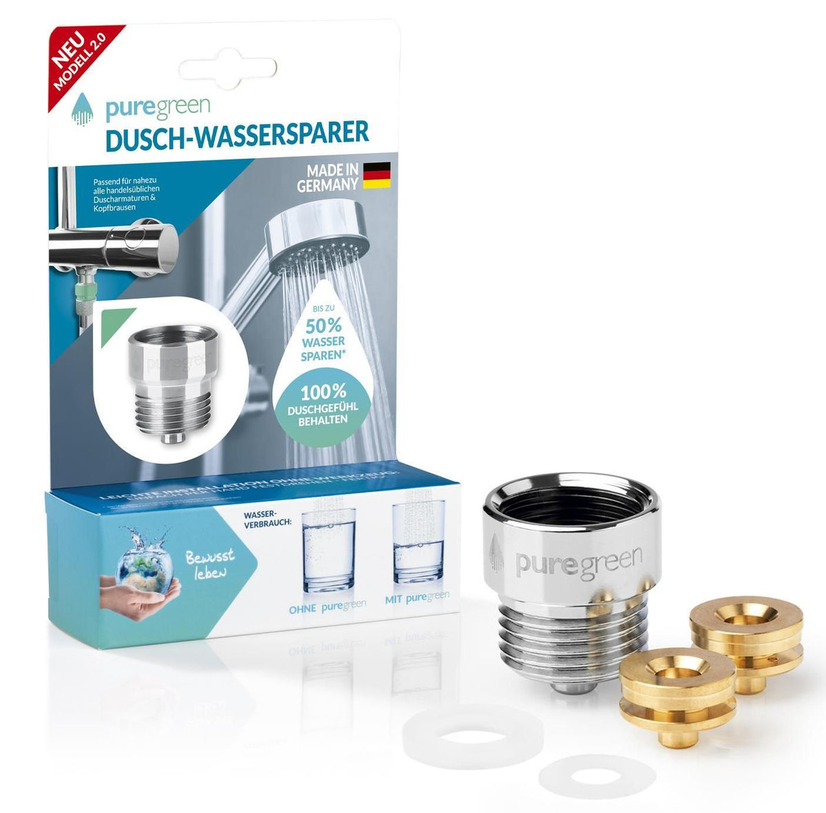 puregreen Wassersparer für die Dusche chromfarben