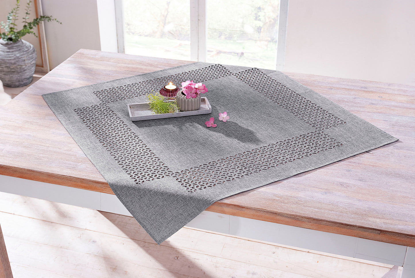 Mitteldecke "Ornamento" 85x85 cm (Farbe: grau)