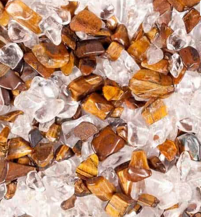 Edelstein Wasserstab "Selbstbewusstsein und Durchblick" (Tigerauge und Bergkristall)