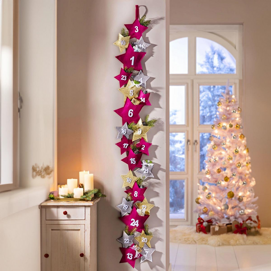 Adventskalender "Stars" zum Selbstbefüllen (Farbe: berry)