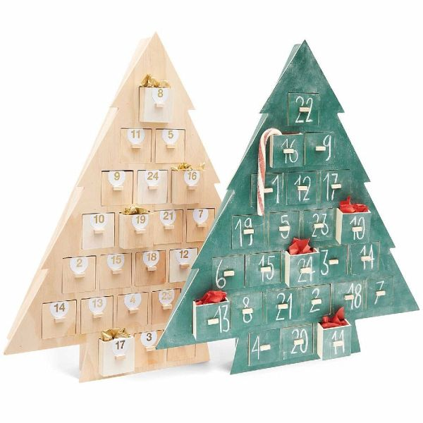 Adventskalender "Tanne" aus Holz mit 24 Schubladen