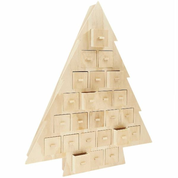 Adventskalender "Tanne" aus Holz mit 24 Schubladen