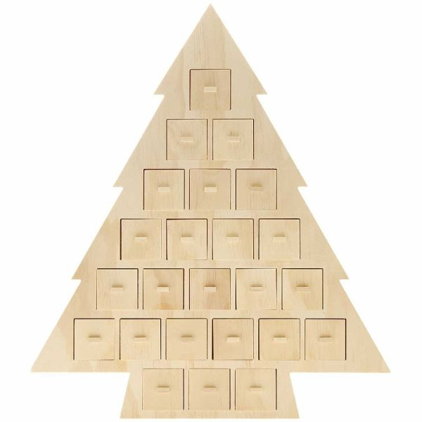 Adventskalender "Tanne" aus Holz mit 24 Schubladen
