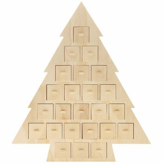 Adventskalender "Tanne" aus Holz mit 24 Schubladen