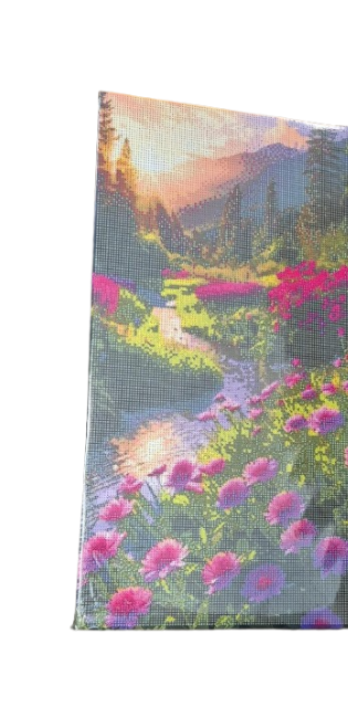 Diamond Painting "Bergbach mit Blumen" 30 x 60 cm
